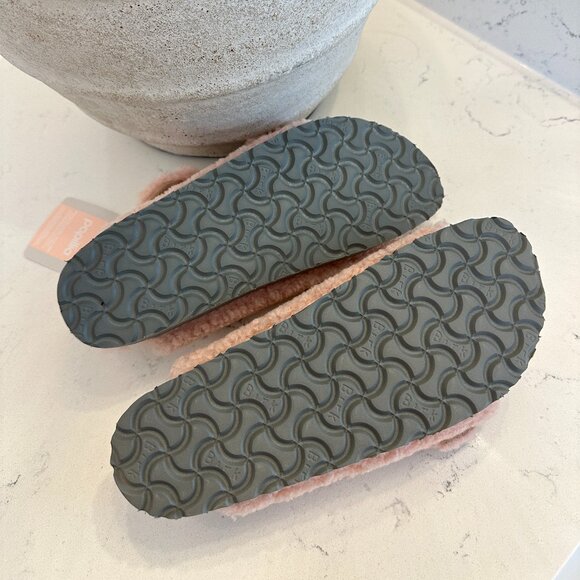 BIRKENSTOCK Arizona Big Buckle Genuine Shearling Slide Sandal in Crystal Rose - Picture 7 of 9